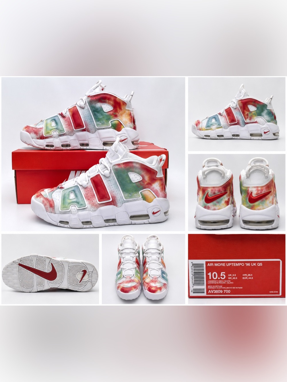 Nike Air More Uptempo ‘96 UK QS Tie Dye Men’s 10.5 AV3809-700 w/ Box